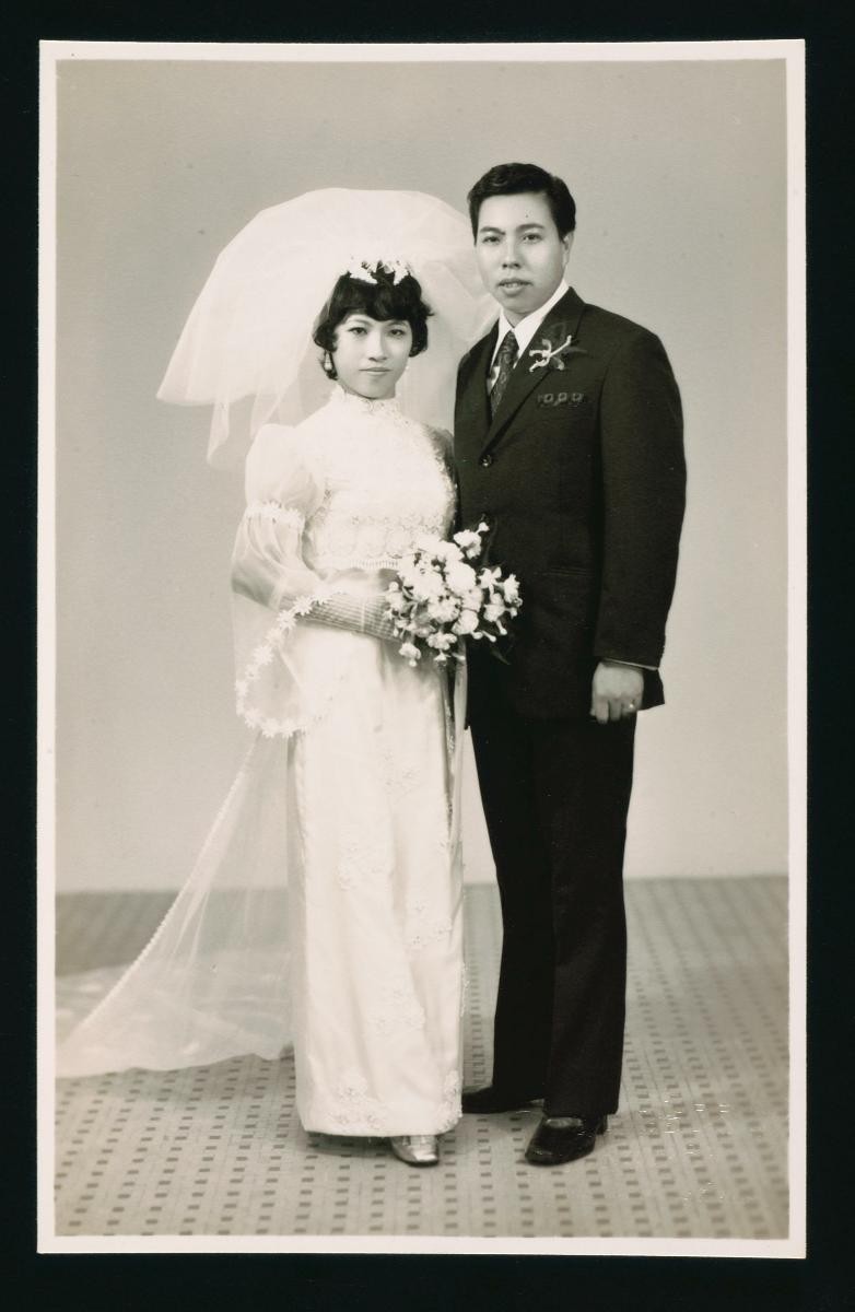 Couple in Western wedding attire