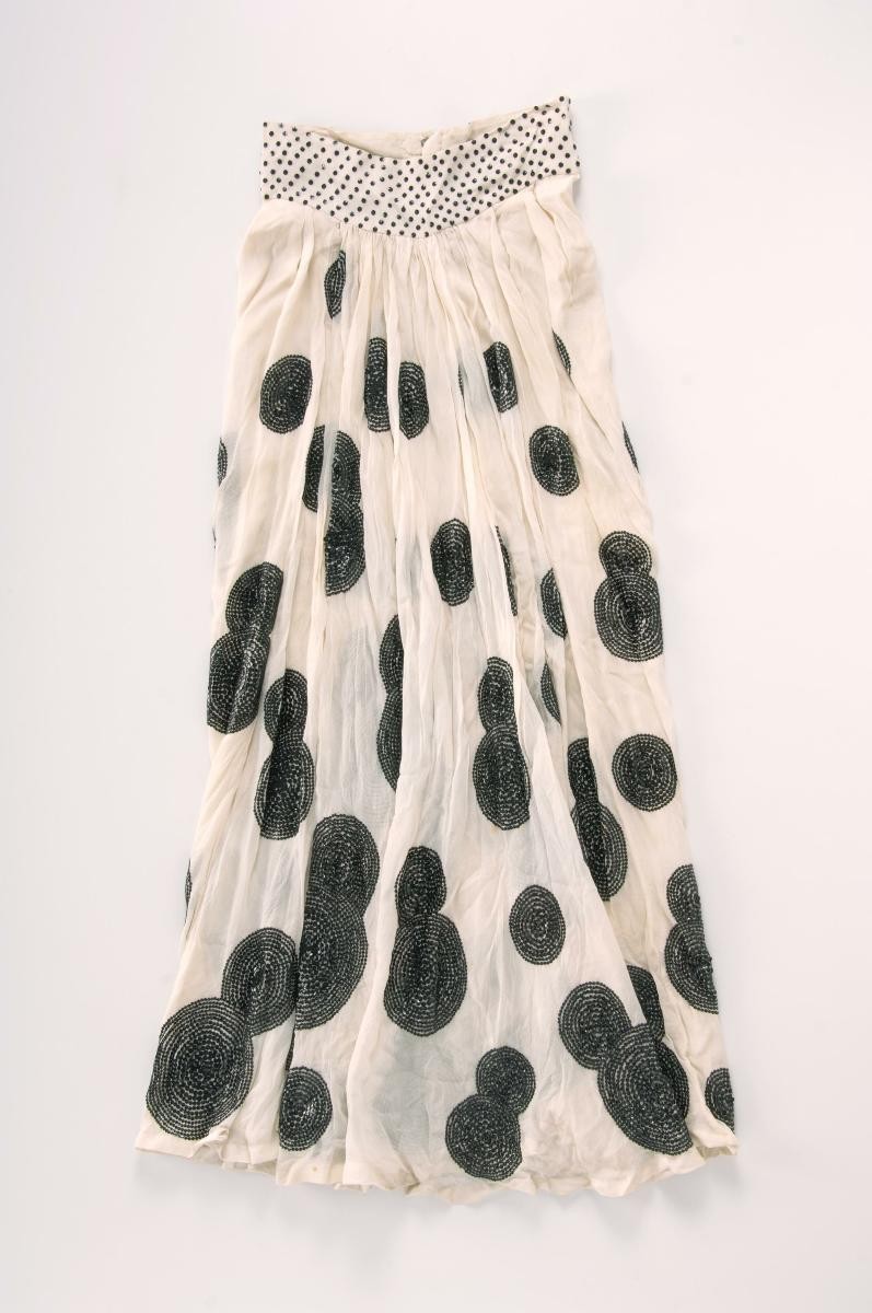 Black-and-white silk georgette skirt by Benny Ong