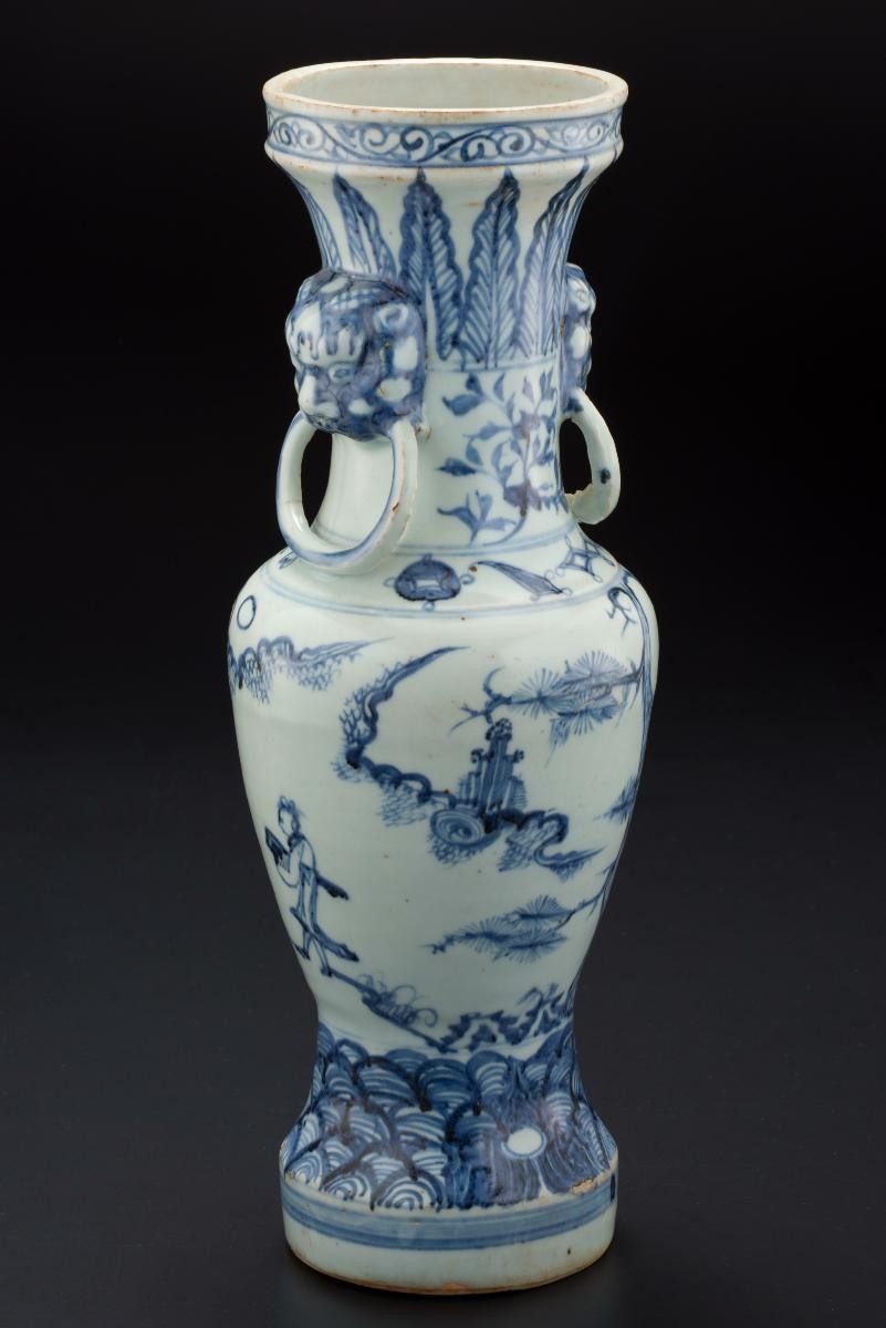 Blue and white baluster vase