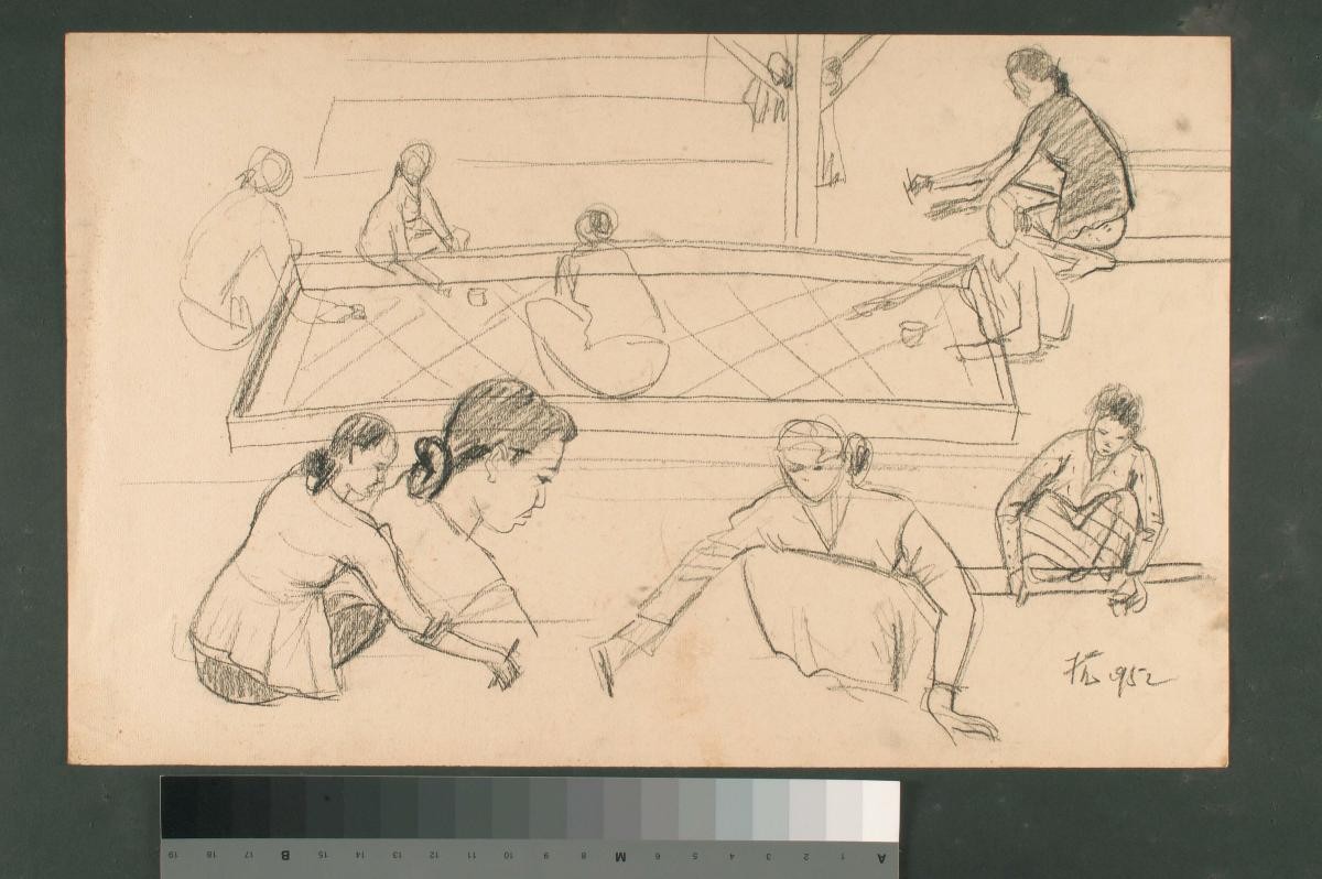 Balinese Women Making Batik, Sketch 1