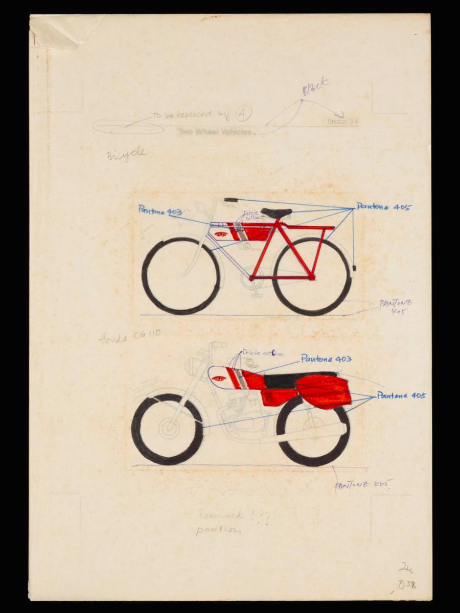 Prototype illustrating the corporate visual identity of Telecoms on bicycles and motorcycles