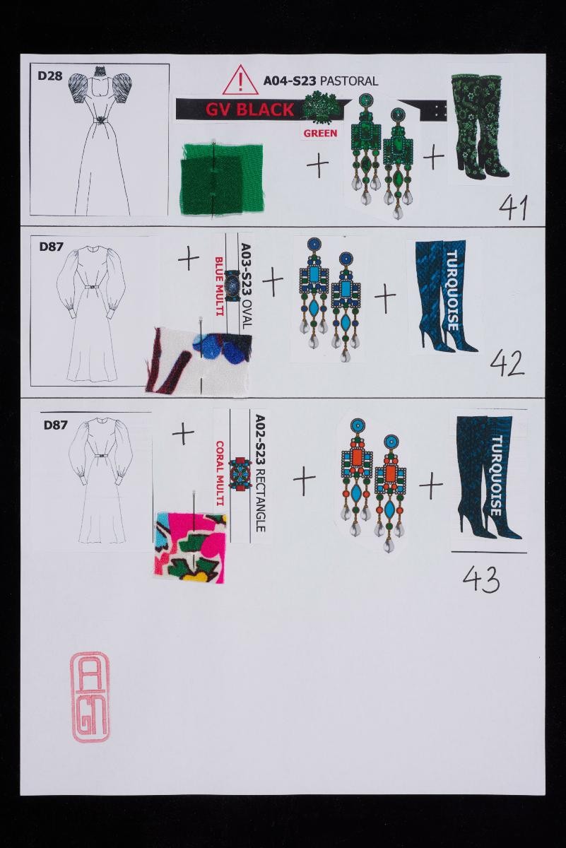 Styling sheets from Andrew Gn Spring/Summer 2023 collection