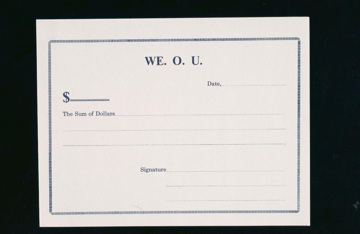 A blank copy of a Chettiar moneylender’s We.O.U note