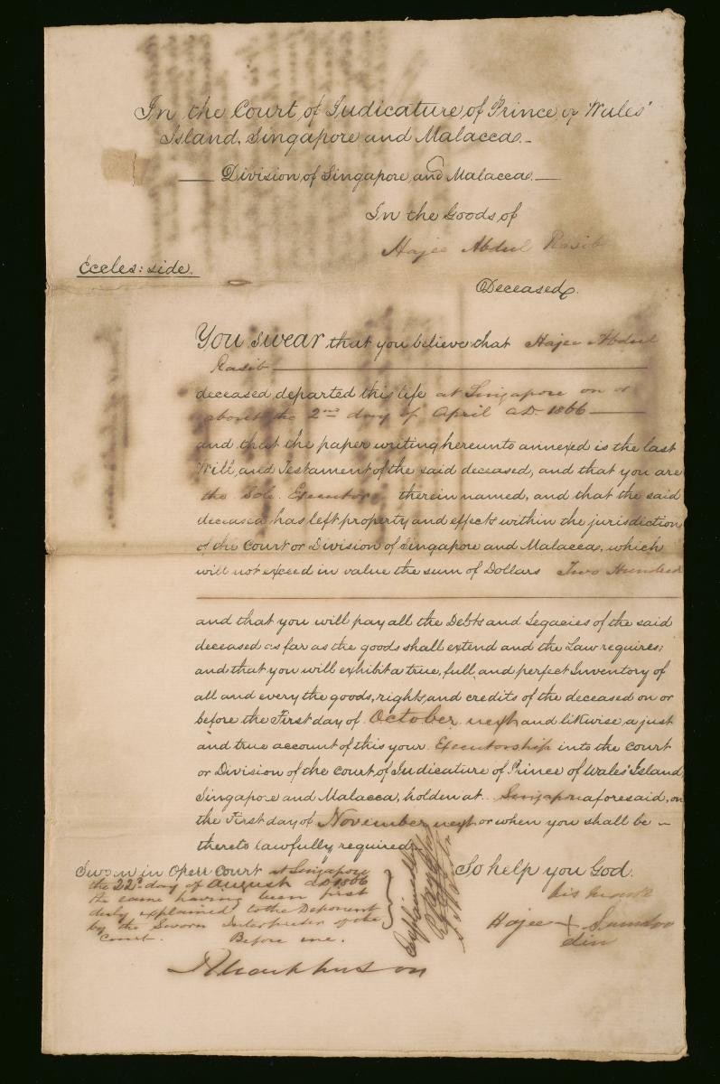 Oath sworn by Hajee Sammloodin