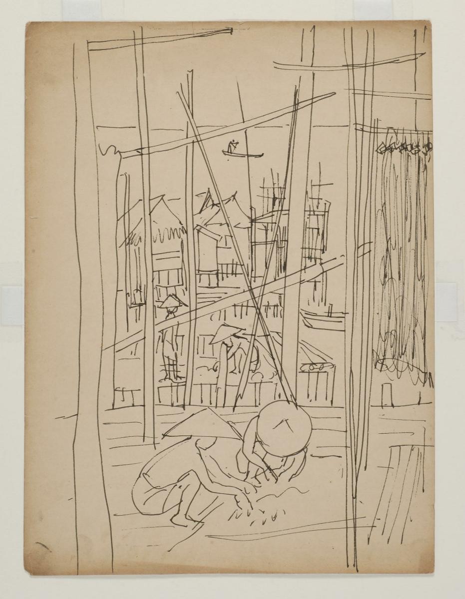 Untitled (Four Men Working on Nets)