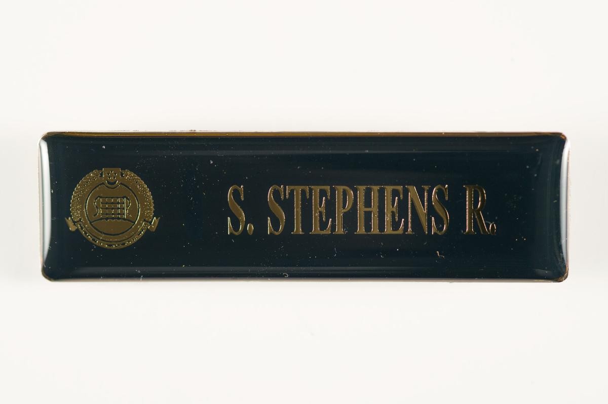 Name tag belonging to Mr Swaminathan Stephens Rahjan