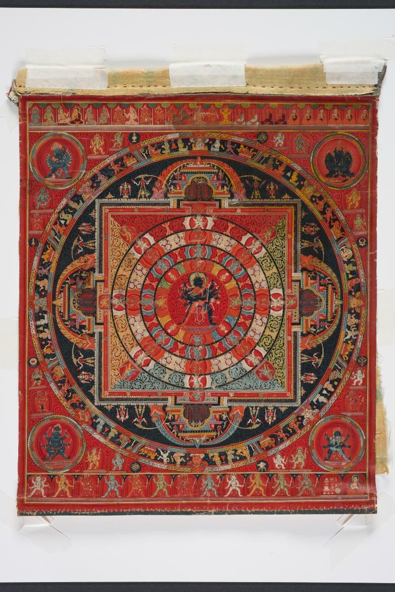Thangka painting of a Chakrasamvara and Vajrayogini sixty-two deity mandala