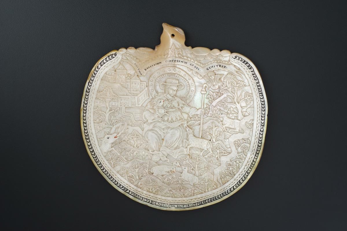 A carved plaque