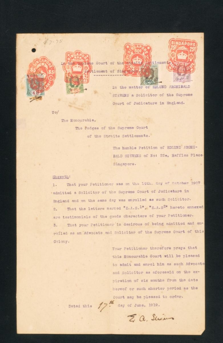 Petition of Edlund Archibald Stevens
