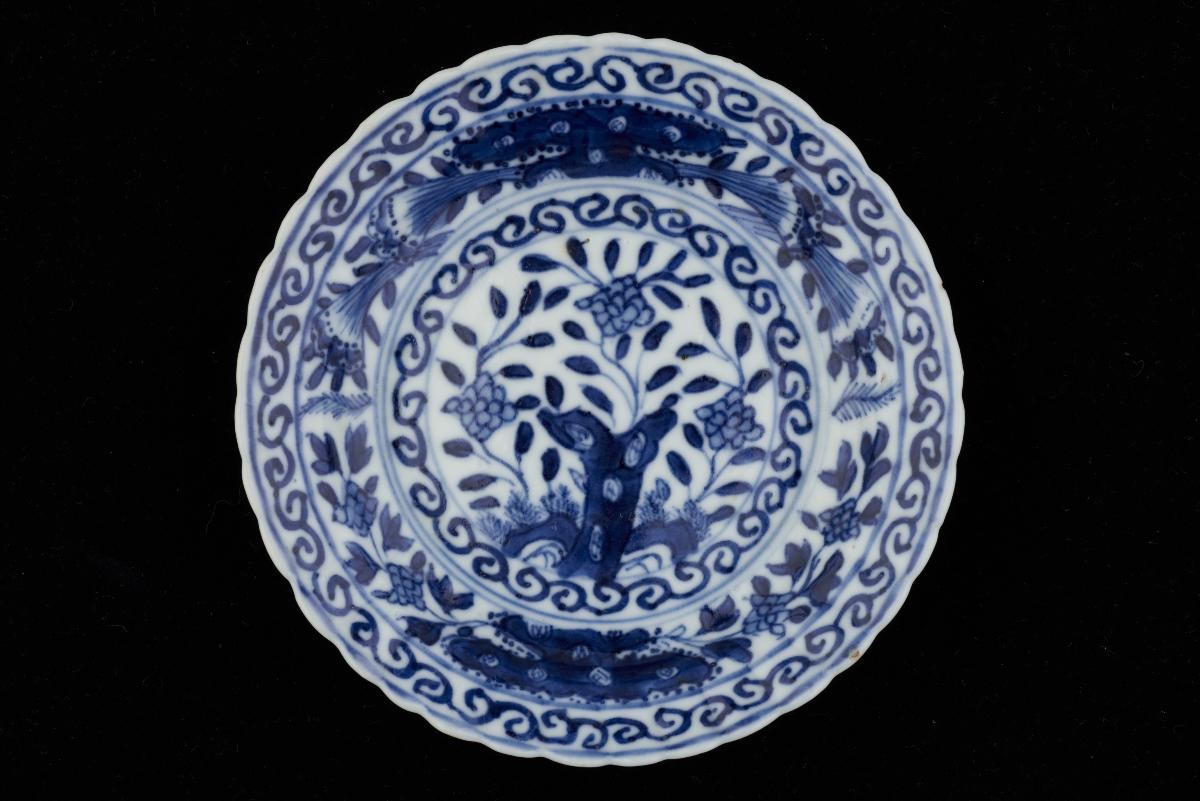 Blue and white plate