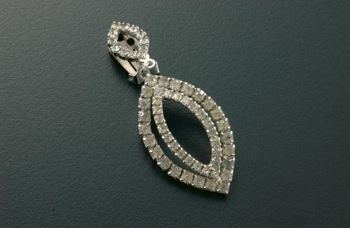 A crystal teardrop earring
