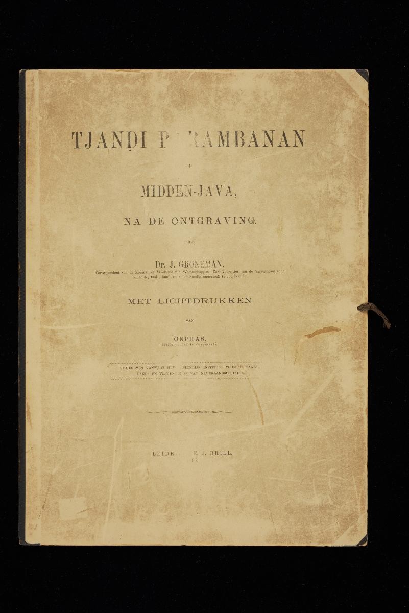 The cover page of 'Candi Prambanan in Central Java' by Dr. Isaac Groneman, with photographs by Kassian Cephas