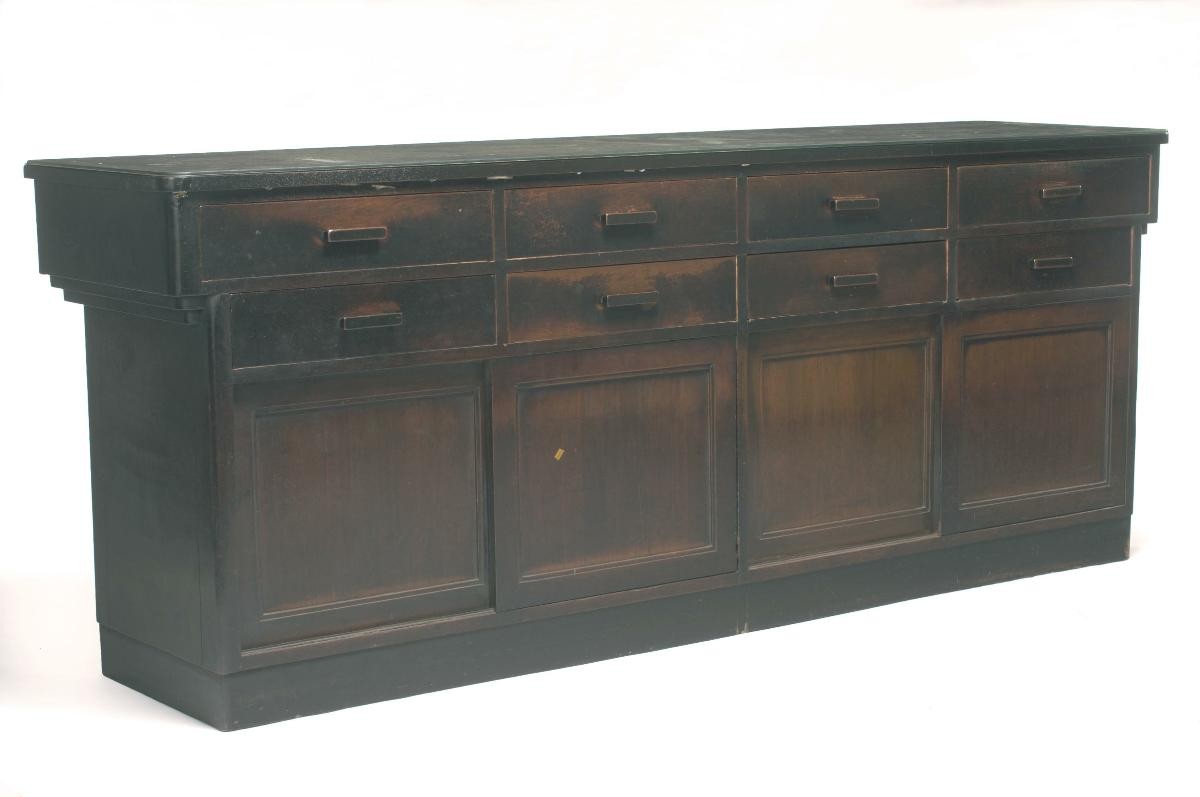 A medical cabinet with counter