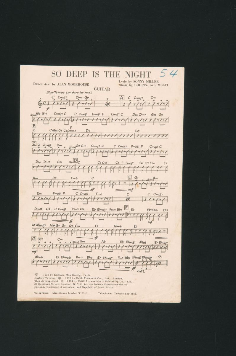‘So Deep is the Night’ music score