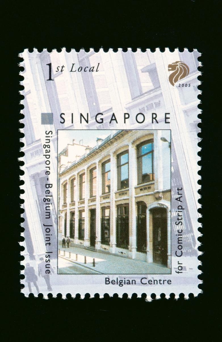 A stamp featuring the Belgian Centre for Comic Strip Art