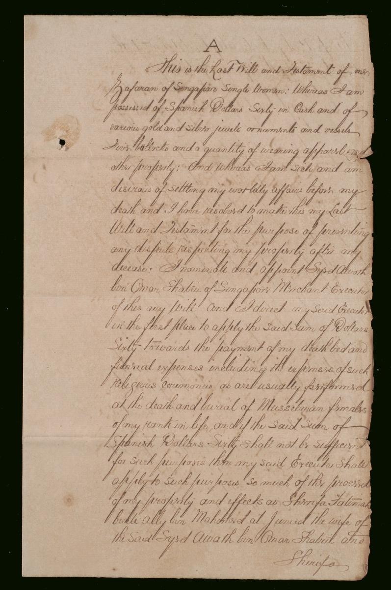 Last Will and Testament of Zafaran