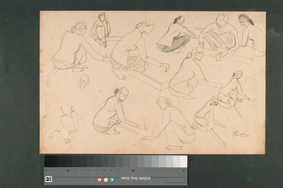 Balinese Women Making Batik, Sketch 3