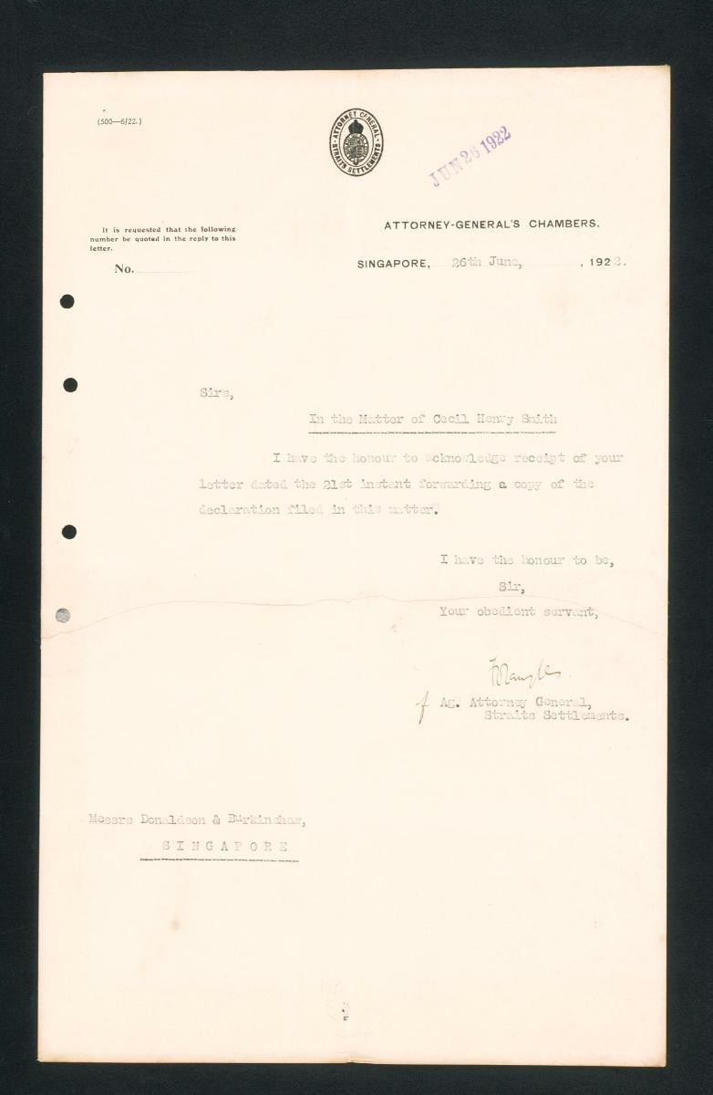 Letter from the Acting Attorney General to Messrs Donaldson and Burkinshaw