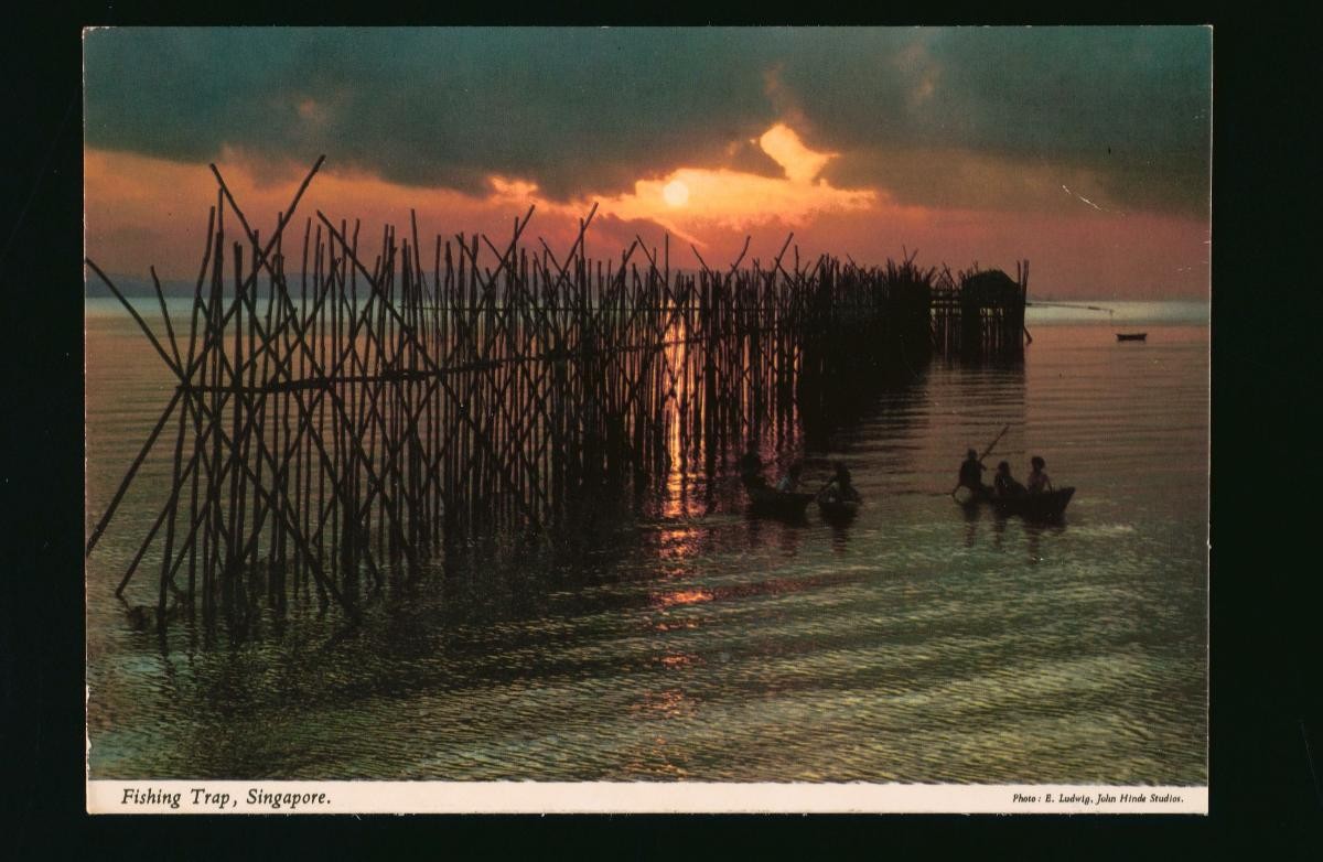 View of a fishing trap off Changi Beach