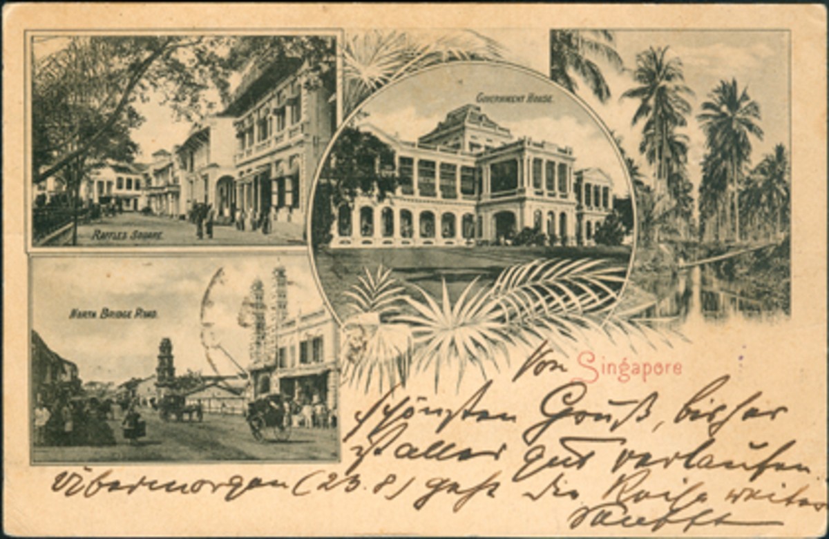 North Bridge Road, Raffles Square, Government House, Singapore.