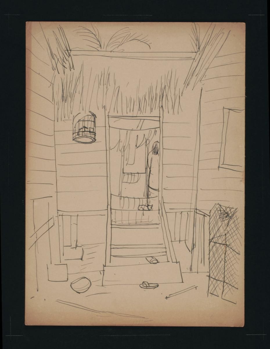 Untitled (Doorway Home, Bird in Cage and Slippers)