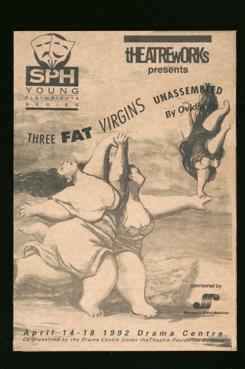 Programme booklet for the TheatreWorks’ production, ‘Three Fat Virgins’ by Ovidia Yu (SPH Young Playwrights' Series)