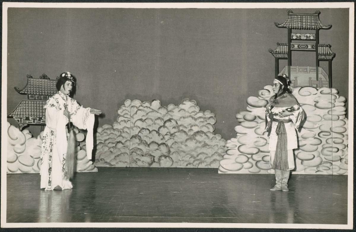 An indoor Chinese opera performance