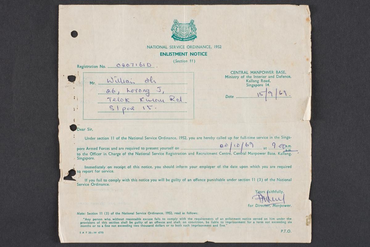 National Service Enlistment Notice