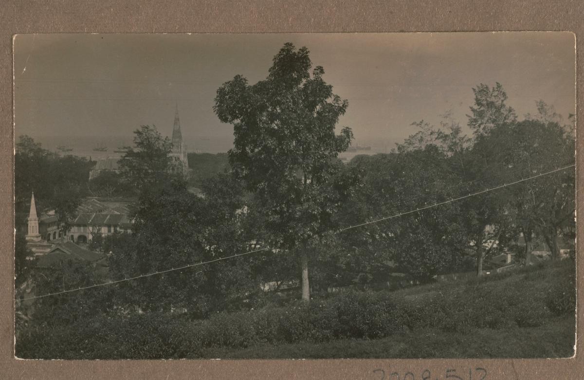 View of European town from Fort Canning