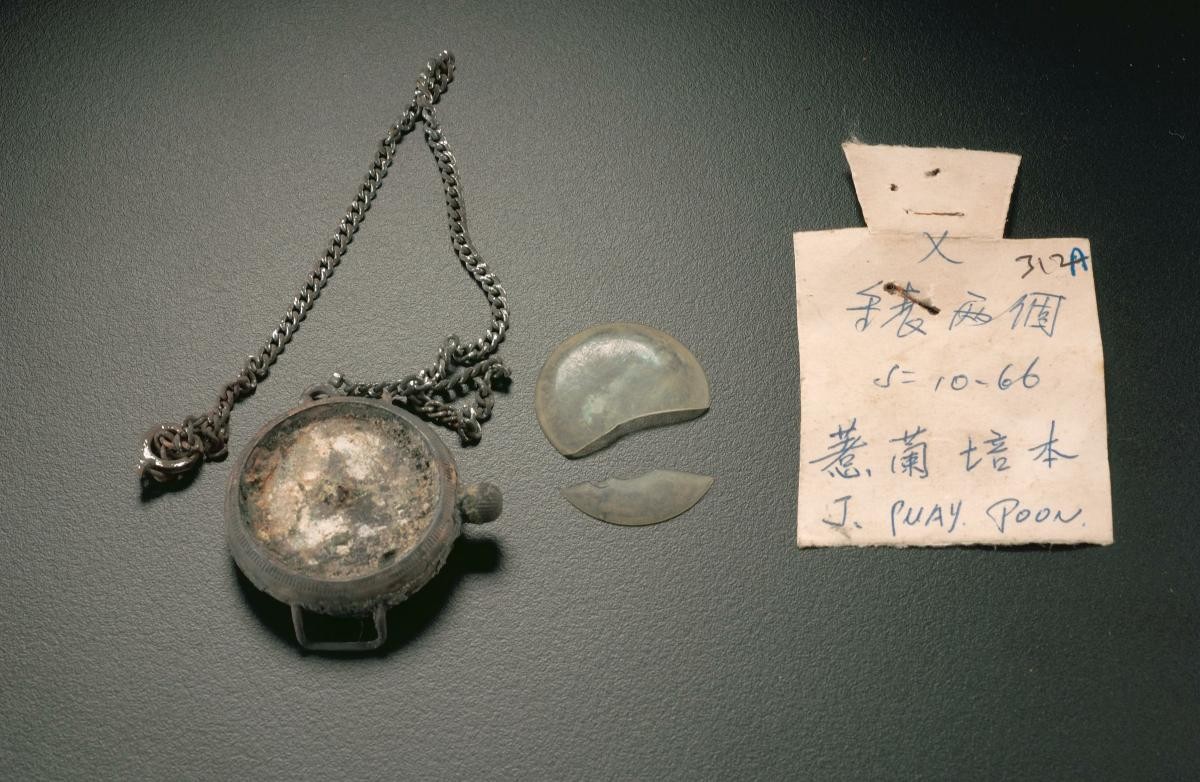 A pocket watch with a chain