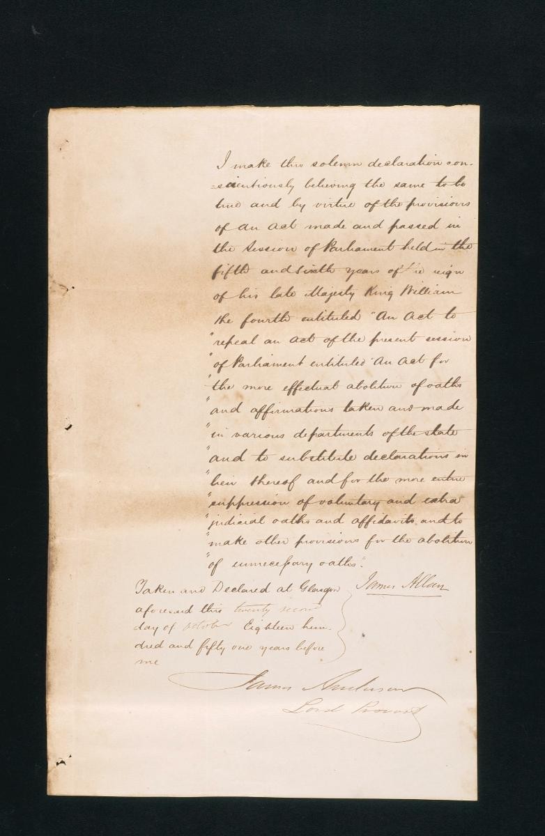 Declaration of James Allan concerning the will of James Stephen