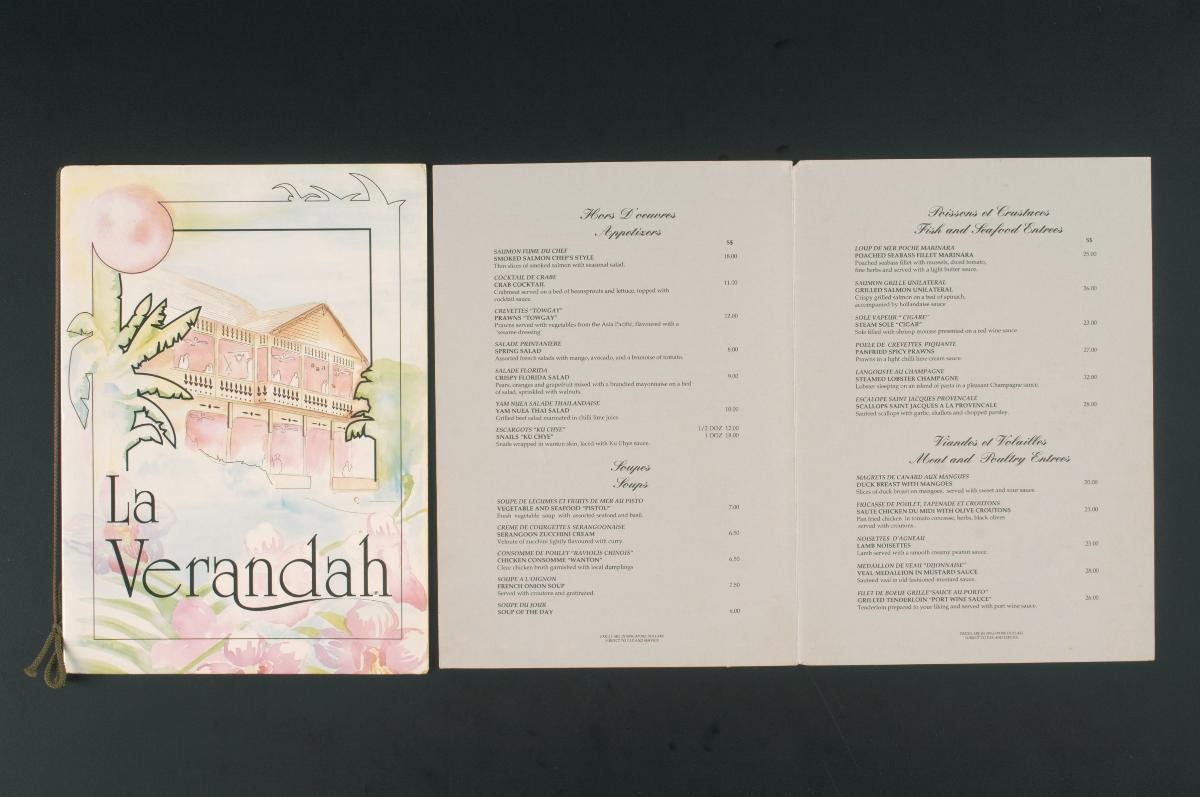 Menus from Le Verandah Restaurant