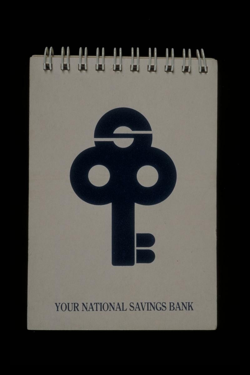 Notebook with slogan, ‘Your national savings bank’