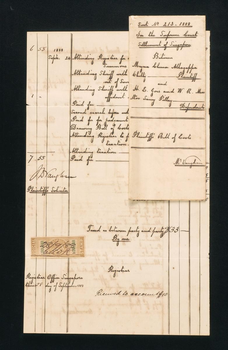 Bill of Costs for Mayna Cheena Allagappa Chitty
