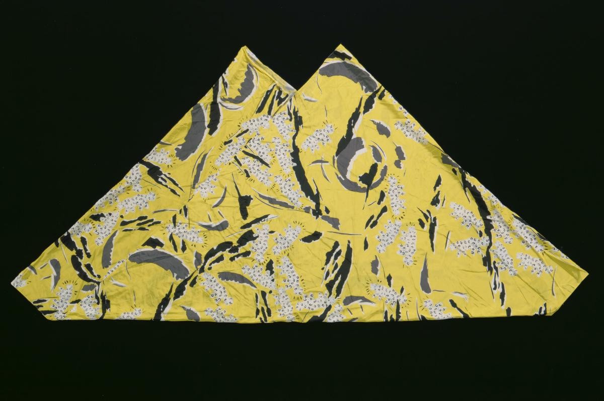 Issey Miyake yellow printed zouave pants