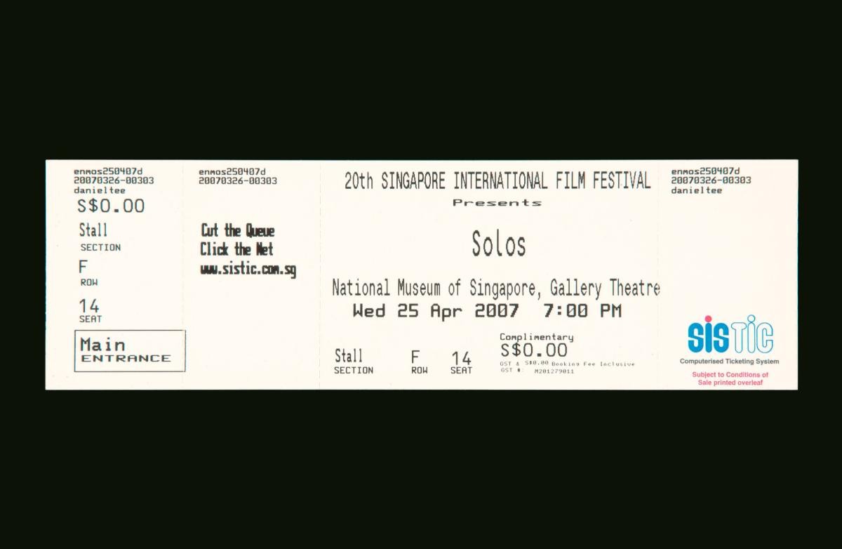 Ticket for the 20th Singapore International Film Festival (SIFF)