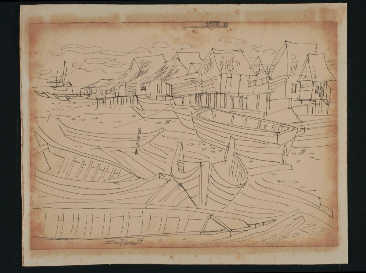 Untitled (Boats docked beside Kampung)