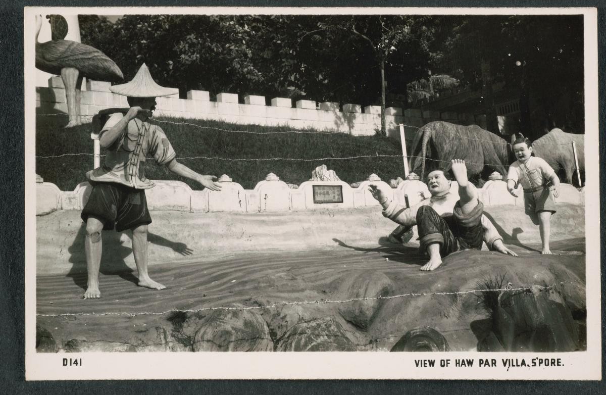 Haw Par Villa exhibit showing a farmer's family