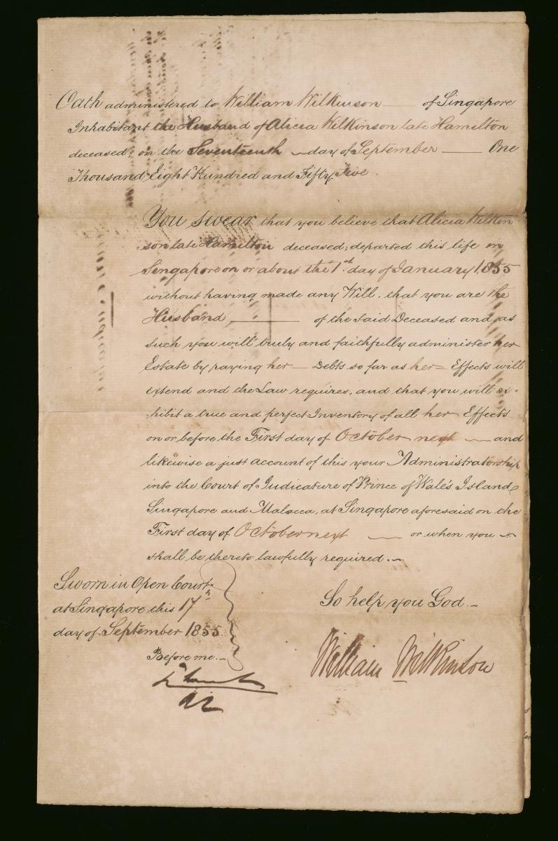 Oath sworn by William Wilkinson