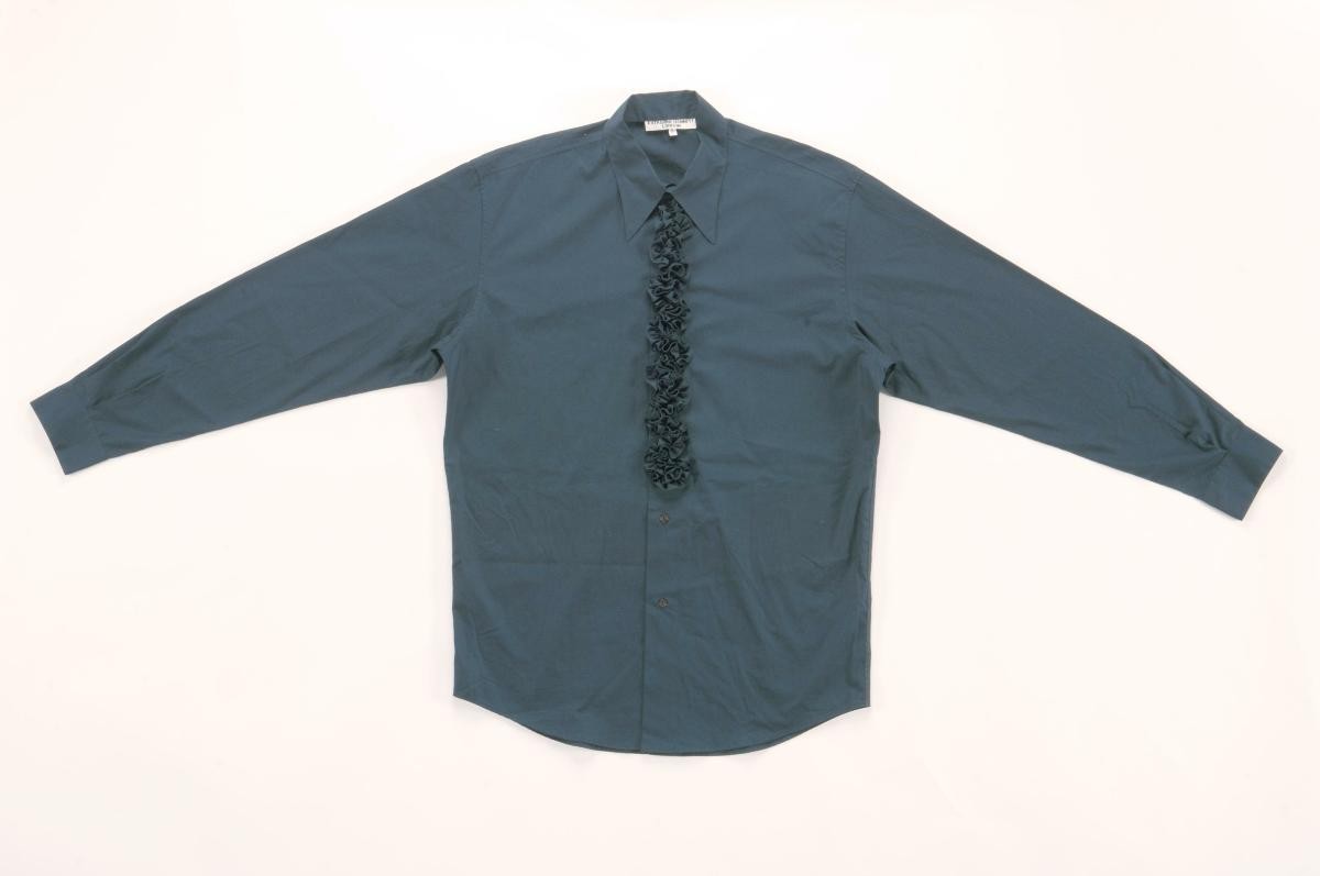 Katharine Hamnett deep navy ruffled long-sleeved shirt