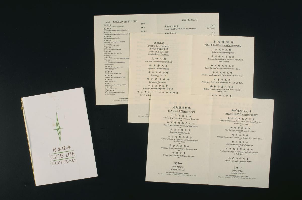 Menus from Tung Lok Signatures