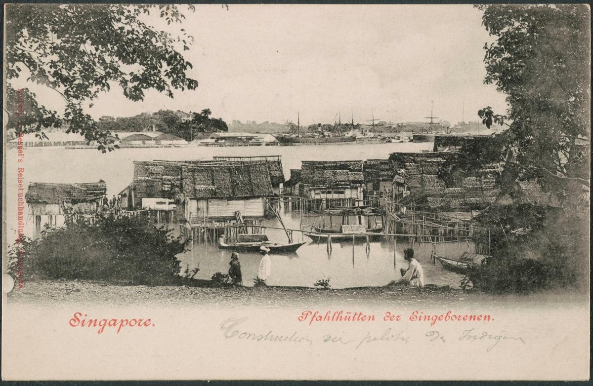 Pulau Brani with fishing village overlooking the New Harbour