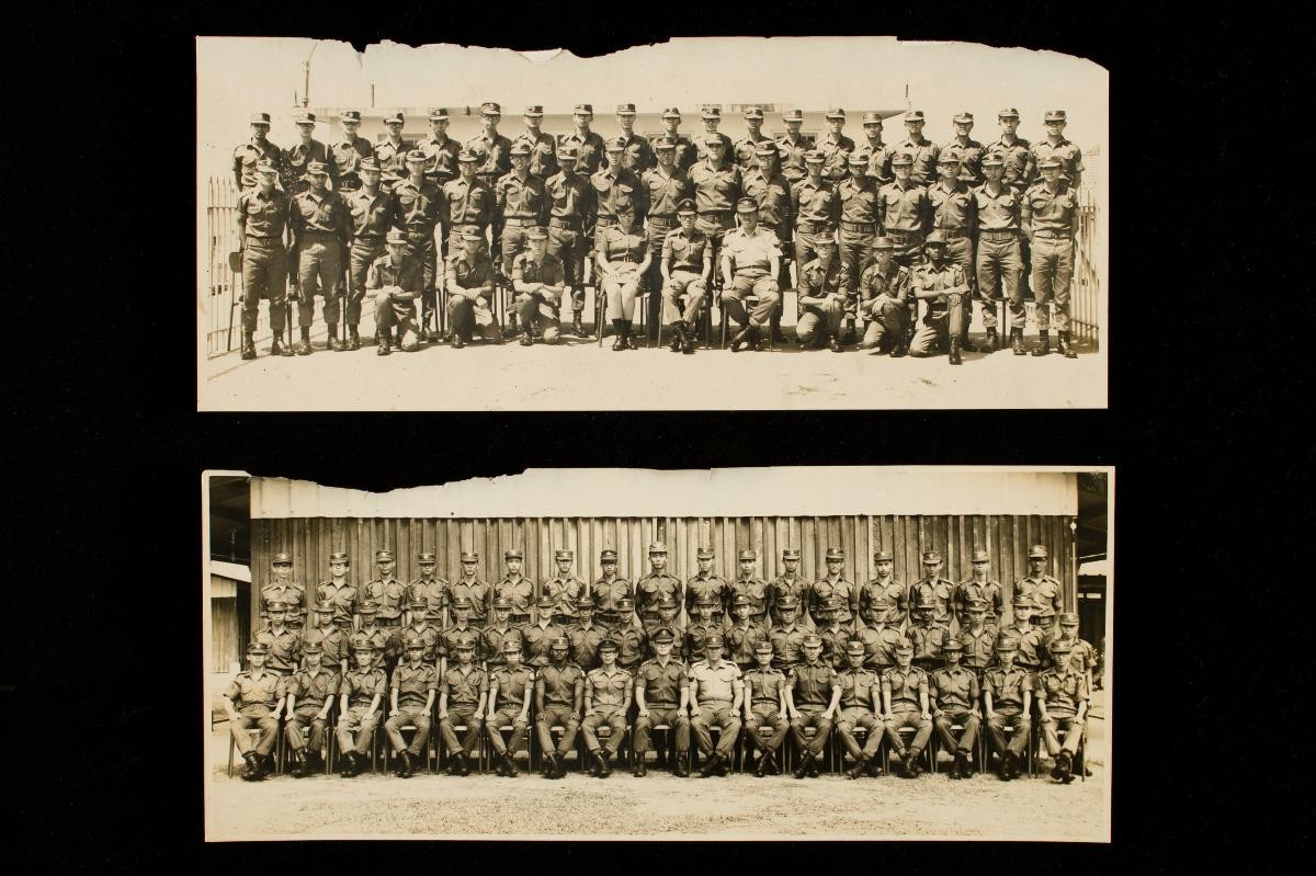 2 black-and-white photos belonging to Mr Swaminathan Stephens Rahjan in National Service