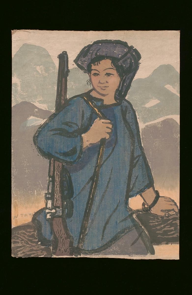 Woodblock print, Militia Girl