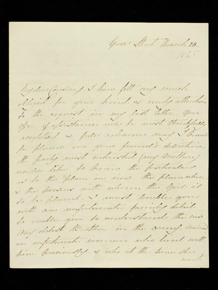 Letter from Lady Raffles to the Revd Thomas Raffles
