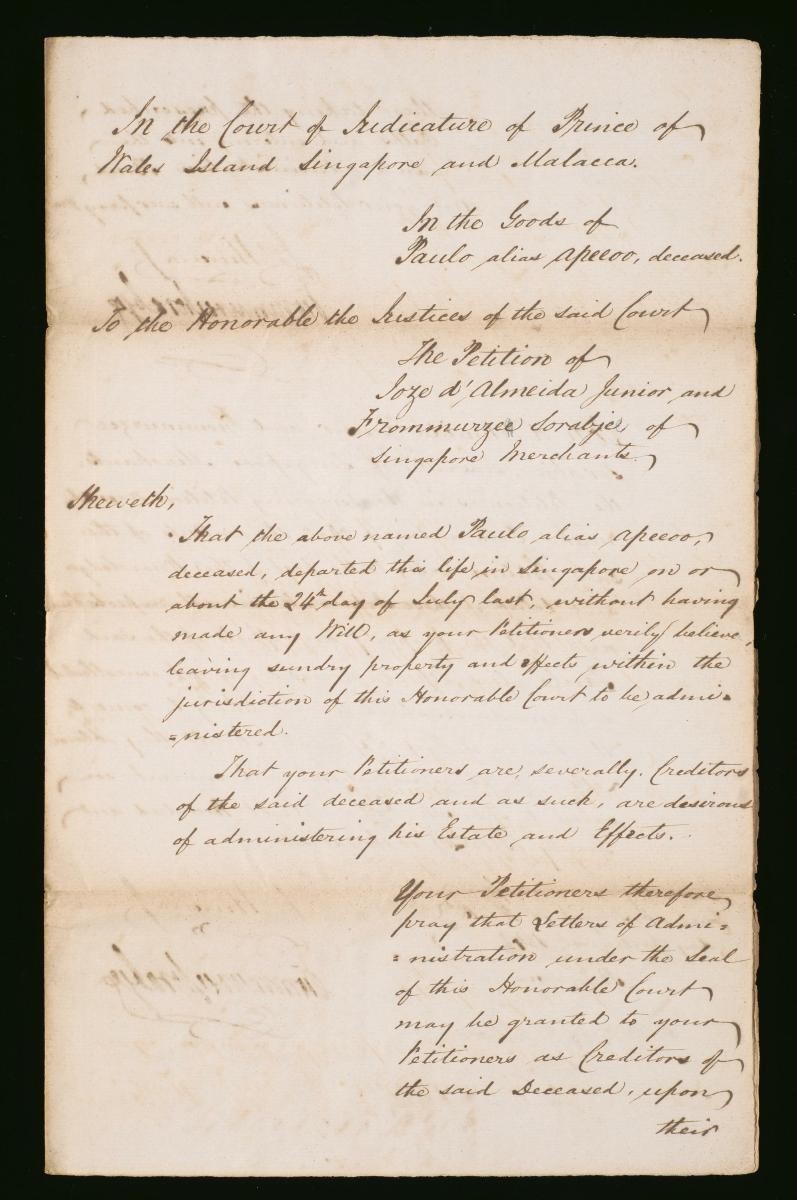Petition of Jose D'Almeida and Frommurzee Sorabjee