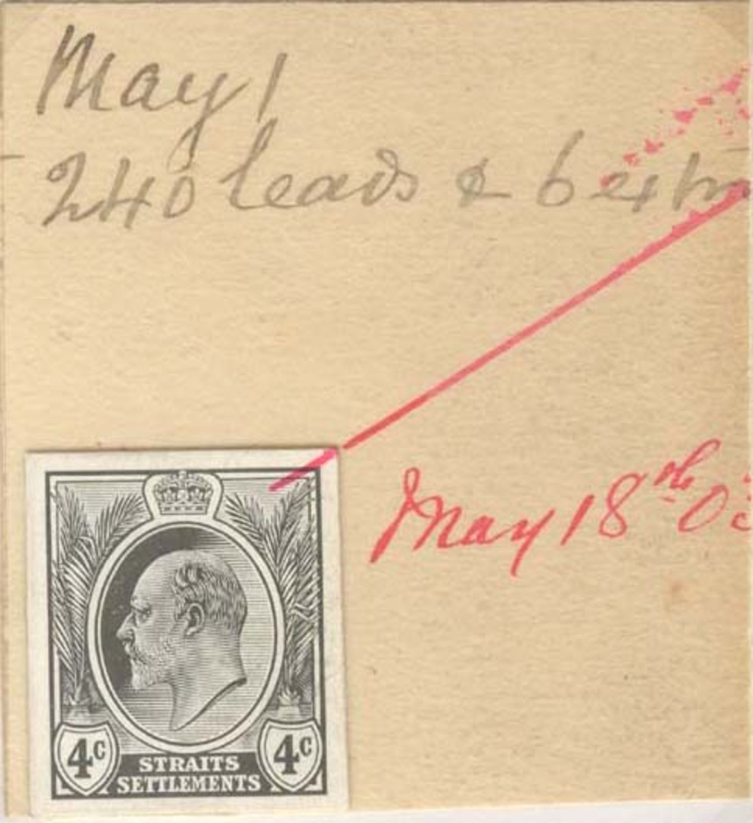 King Edward VII mounted die proof of 4-cent.