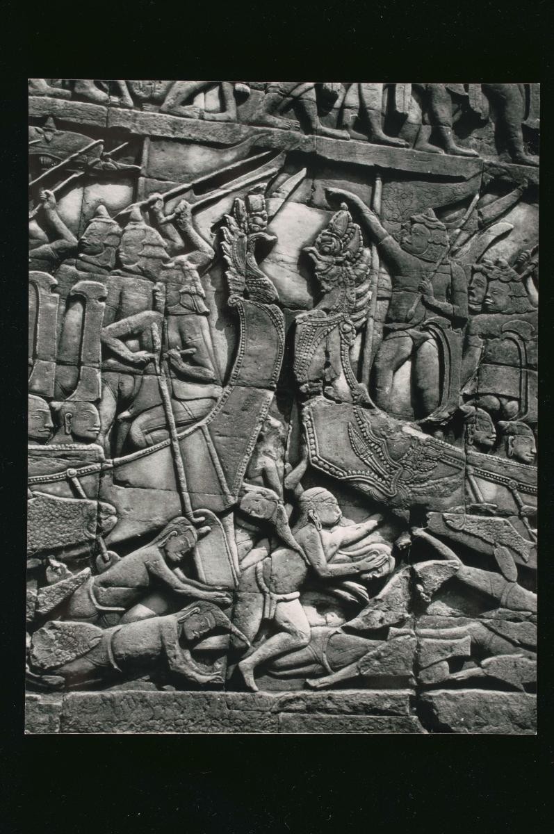 A view of a temple relief in Angkor by Loke Wan Tho