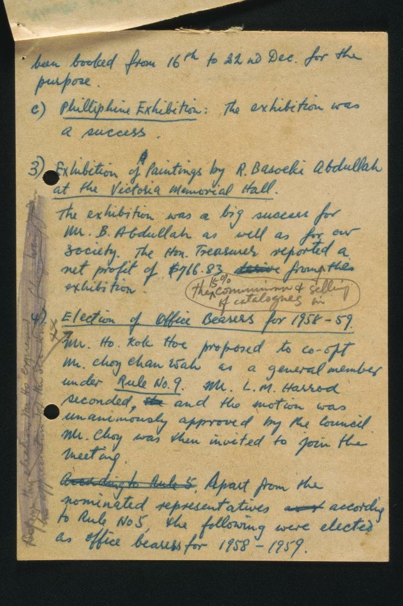 Draft minutes of the Singapore Art Society Council Meeting