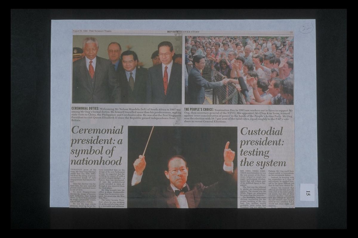 Press cutting about Mr. Ong Teng Cheong